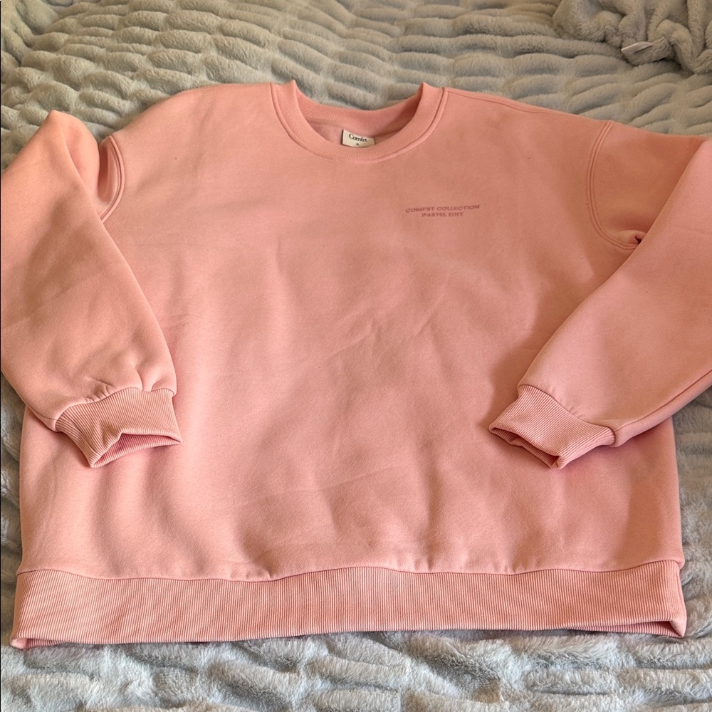 Comfrt XL Pink Crewneck Sweatshirt - Blush Ribbed Neck